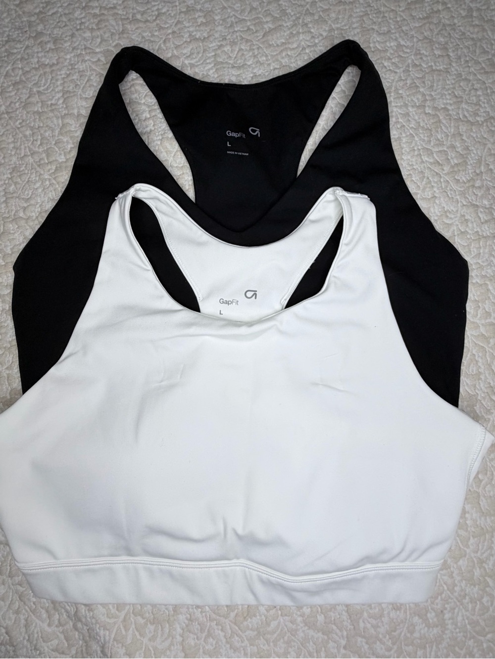 GAP Racerback Sports Bras — Black & White Duo